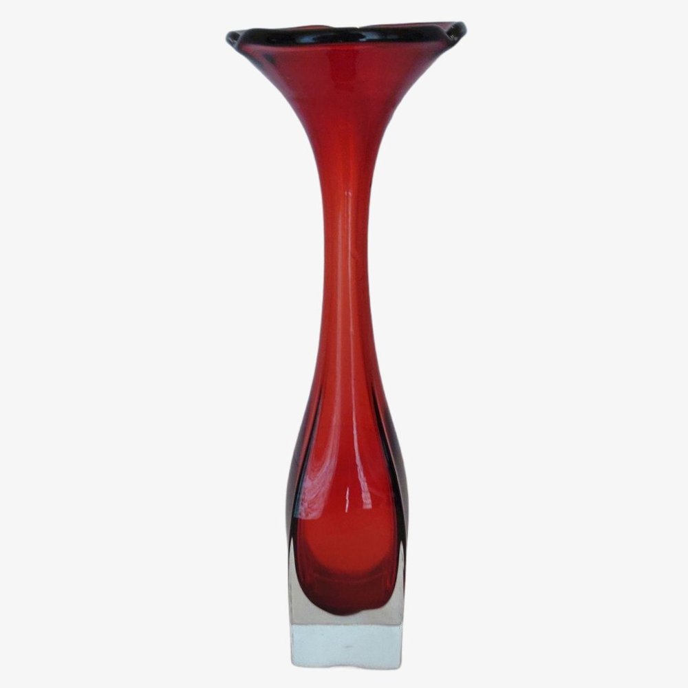 Vintage Sweden Aseda Glasbruk Style Art Glass Cut Block